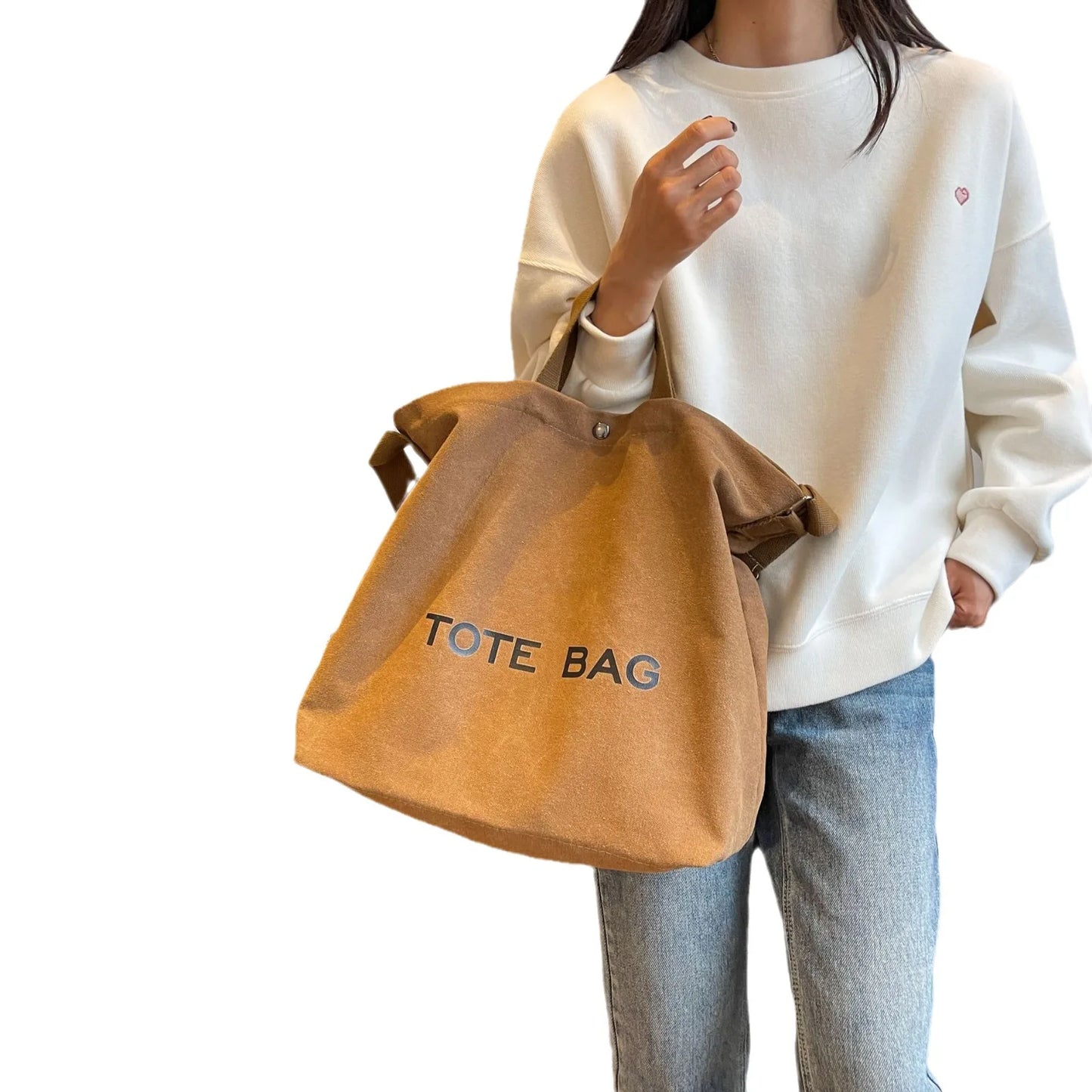 Thickened Canvas Tote – Large Shoulder Bag for Women