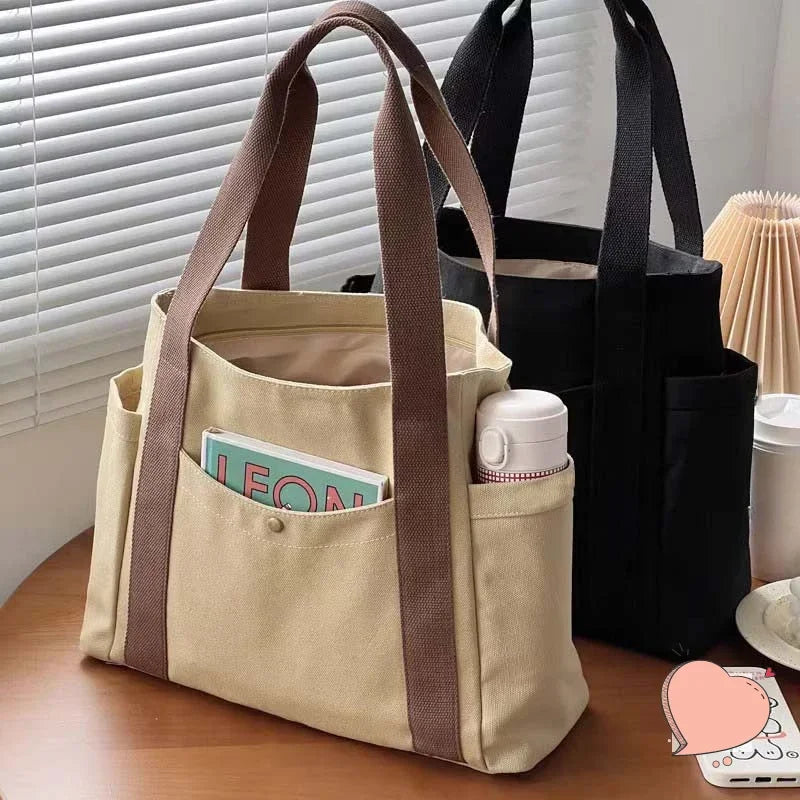 Large Canvas Tote – Work, College, & Commuting Shoulder Bag