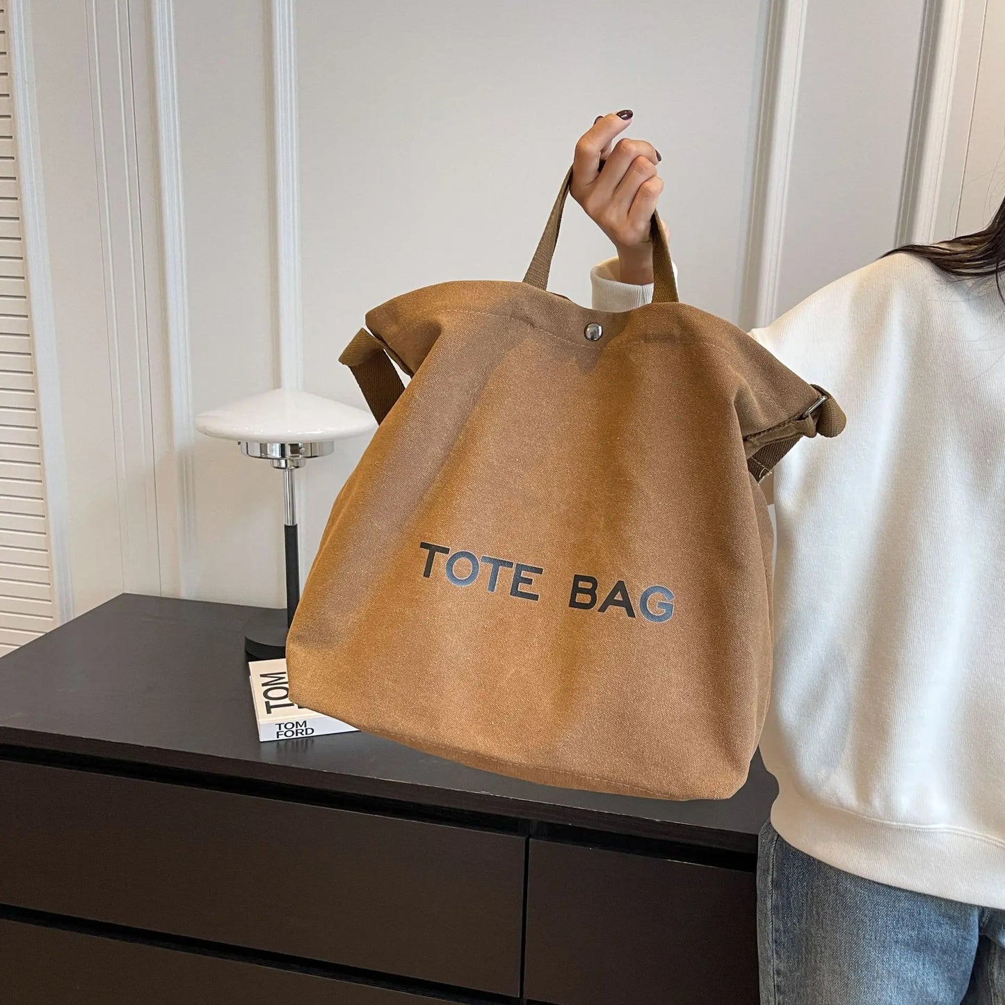 Thickened Canvas Tote – Large Shoulder Bag for Women
