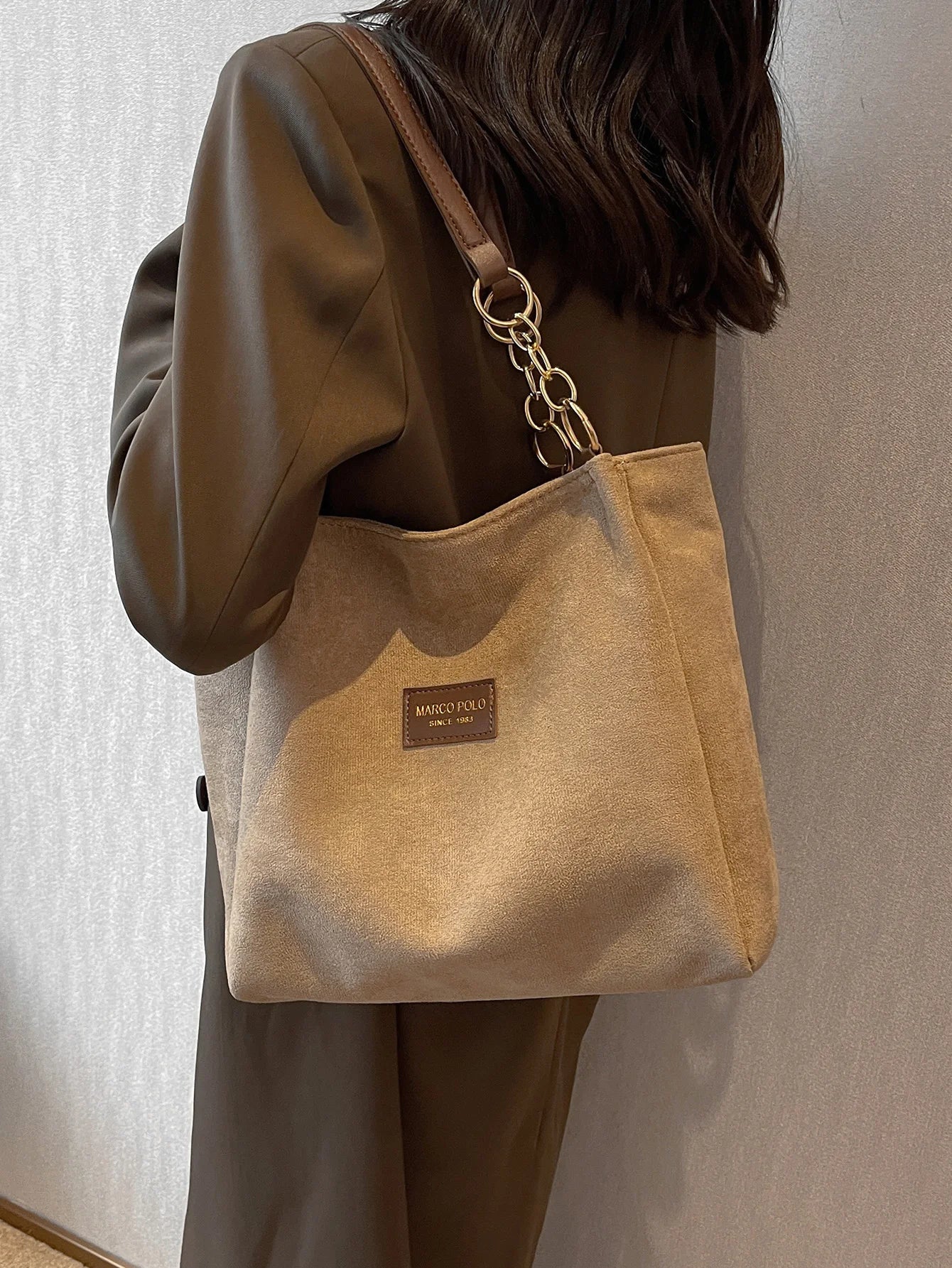 Suede Large Commuter Tote for Women – One Shoulder Style