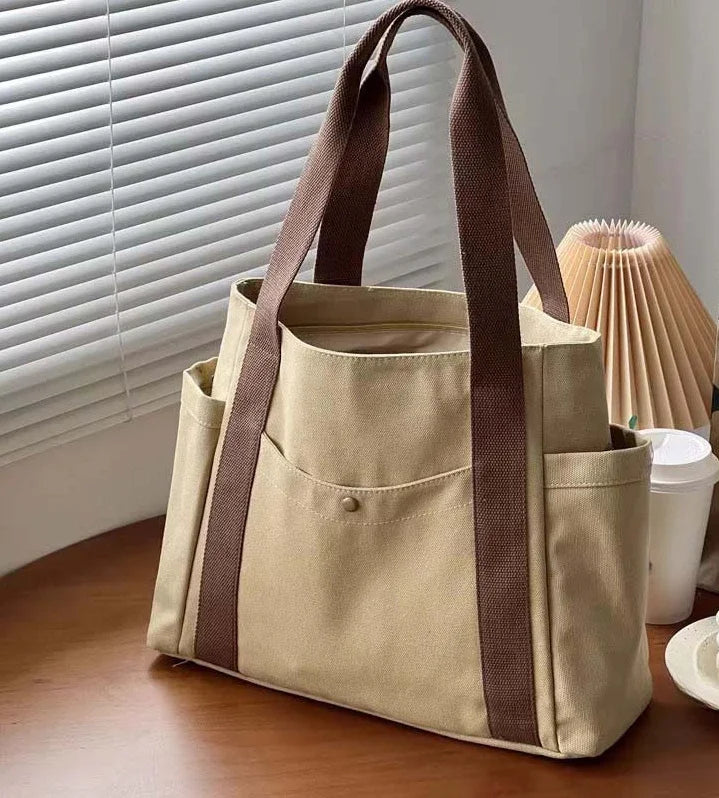 Large Canvas Tote – Work, College, & Commuting Shoulder Bag