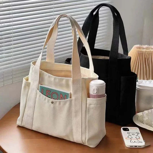 Large Canvas Tote – Work, College, & Commuting Shoulder Bag