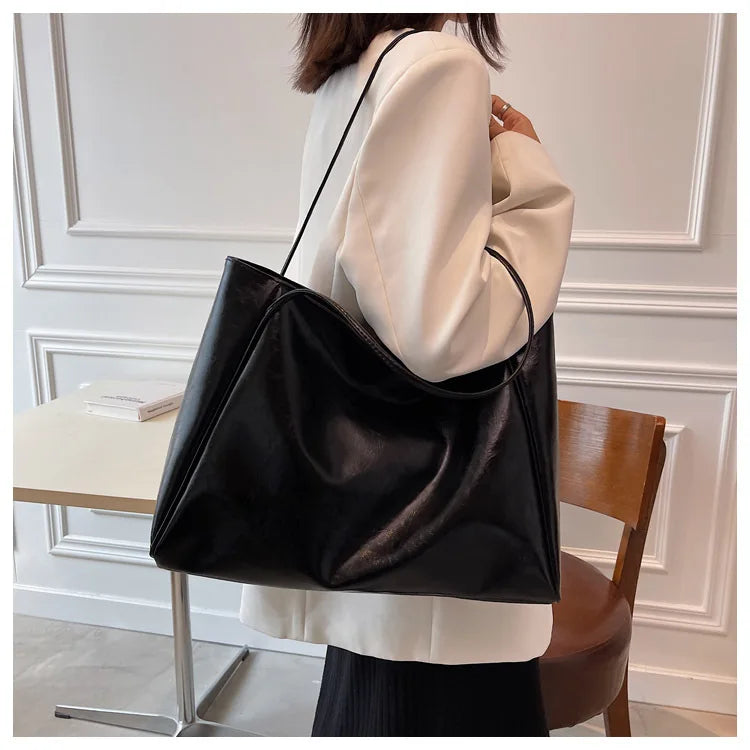 Women’s PU Leather Tote – Retro Crossbody, Large Bag