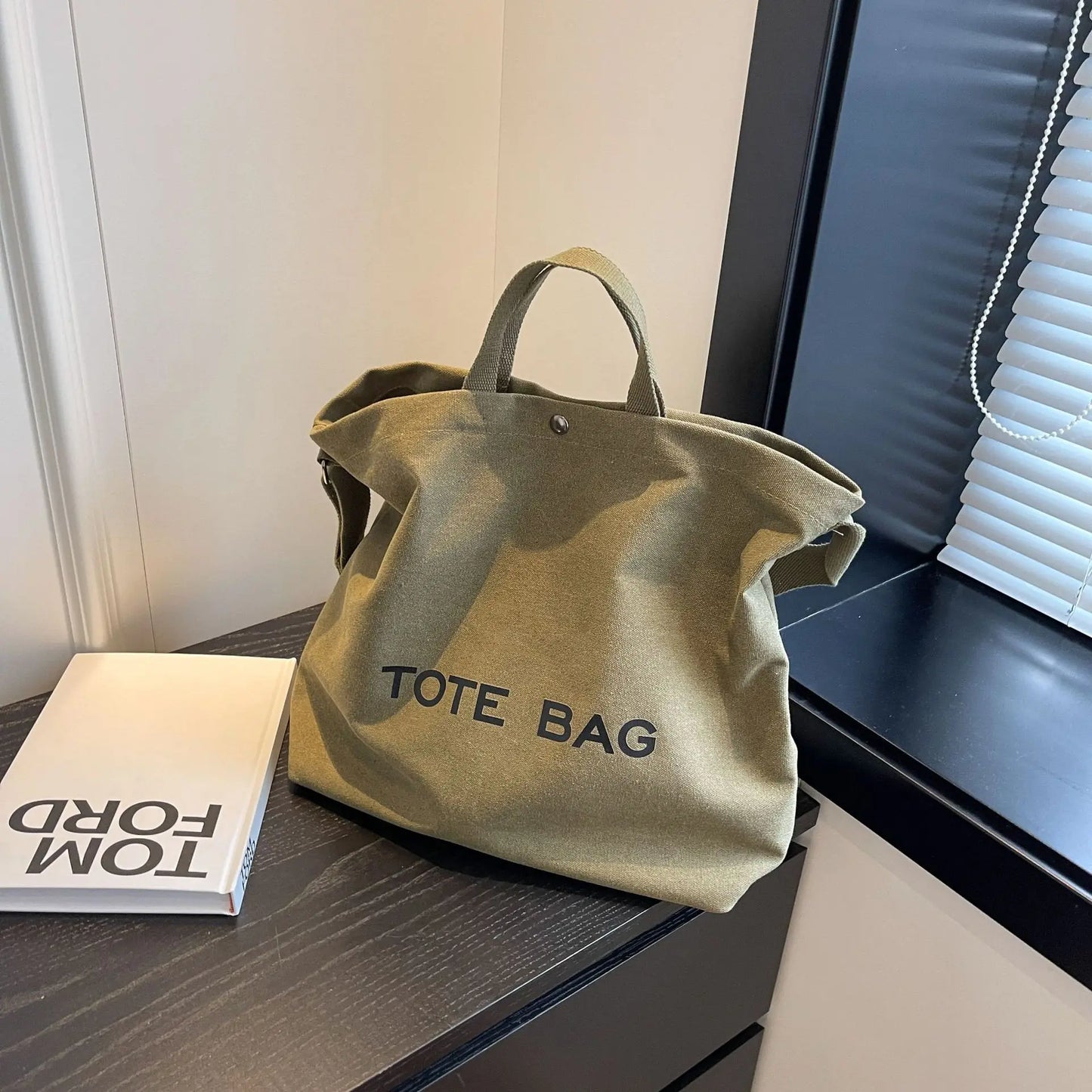 Thickened Canvas Tote – Large Shoulder Bag for Women
