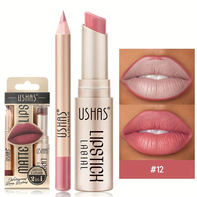 USHAS 12-Color Matte Lip Set – Long-Lasting