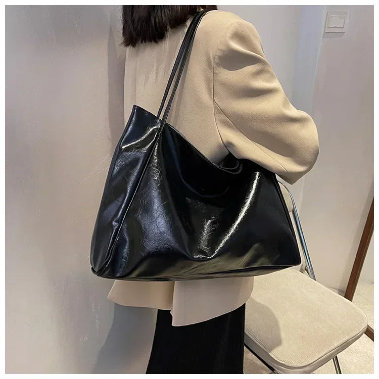 Women’s PU Leather Tote – Retro Crossbody, Large Bag